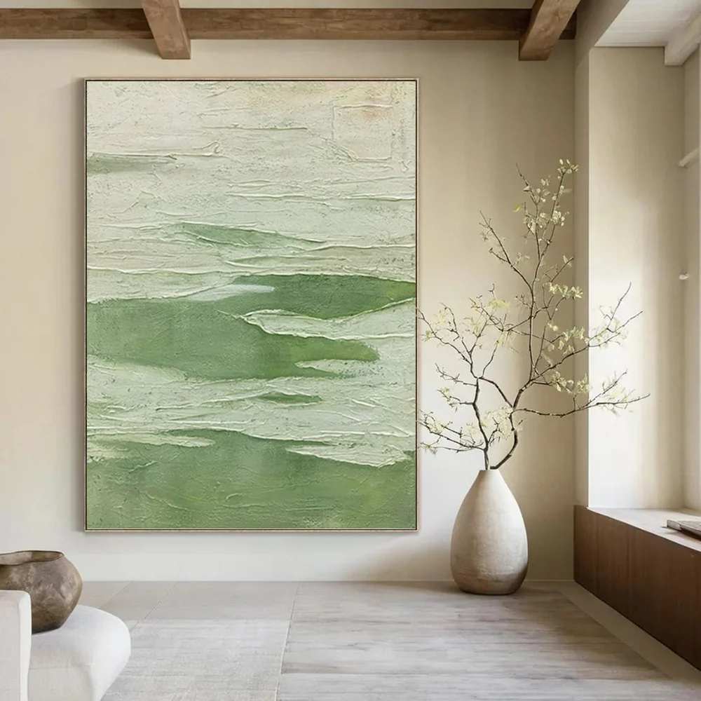 Meadow_Green_White_Abstract_Textured_Wall_Art_AVD0G wall art